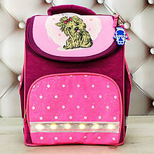 Каркасний шкільний рюкзак для дівчинки Bagland з ортопедичною спинкою малинового кольору з підсвічуванням 12 л.