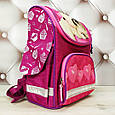 Рюкзак шкільний каркасний для дівчинки з ліхтариками Bagland малинового кольору з собачками, 12 л., фото 4