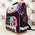 Рюкзак шкільний каркасний для дівчинки з ліхтариками Bagland, чорний з михайликом 12 л., фото 2