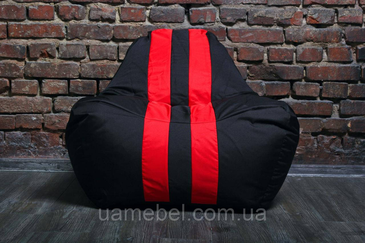 Безкаркасне крісло мішок диван Ferrari, чорно-червоне, фото 1