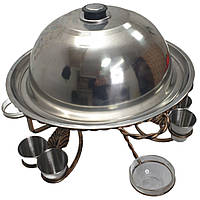 Садж, Підставка для підігрівання м'яса шашлику, овочів Садж із кованими елементами 360 мм + соусницями та рюмками