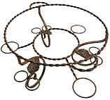 Садж, Підставка для підігрівання м'яса шашлику, овочів Садж із кованими елементами 360 мм + соусницями та рюмками, фото 4