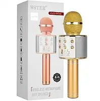 Бездротовий Bluetooth караоке мікрофон, блютуз-колонка WS-858 золотий