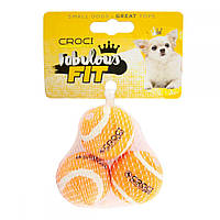Игрушка для собак мяч теннисный с пищалкой 3,8 см Croci оранжевый 3 шт/уп