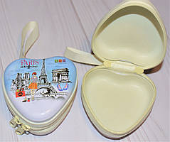 Бляшана Коробочка для дрібниць "серце" на блискавці (7*7*3,5 см)