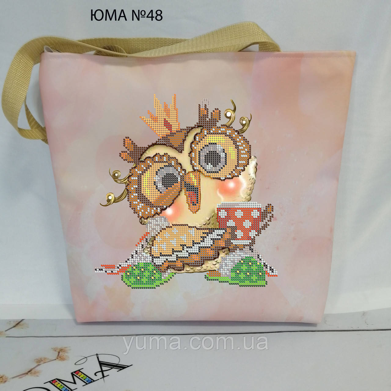 Сумка для вишивки бісером Сова з кавою