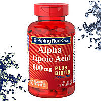 Альфа-ліпоєва кислота + Біотин Piping Rock Alpha Lipoic Acid 600 мг plus Biotin 90 капсул