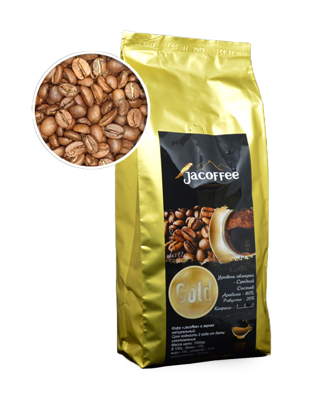 Кава в зернах ТМ "Jacoffee" Gold 80/20, 1кг