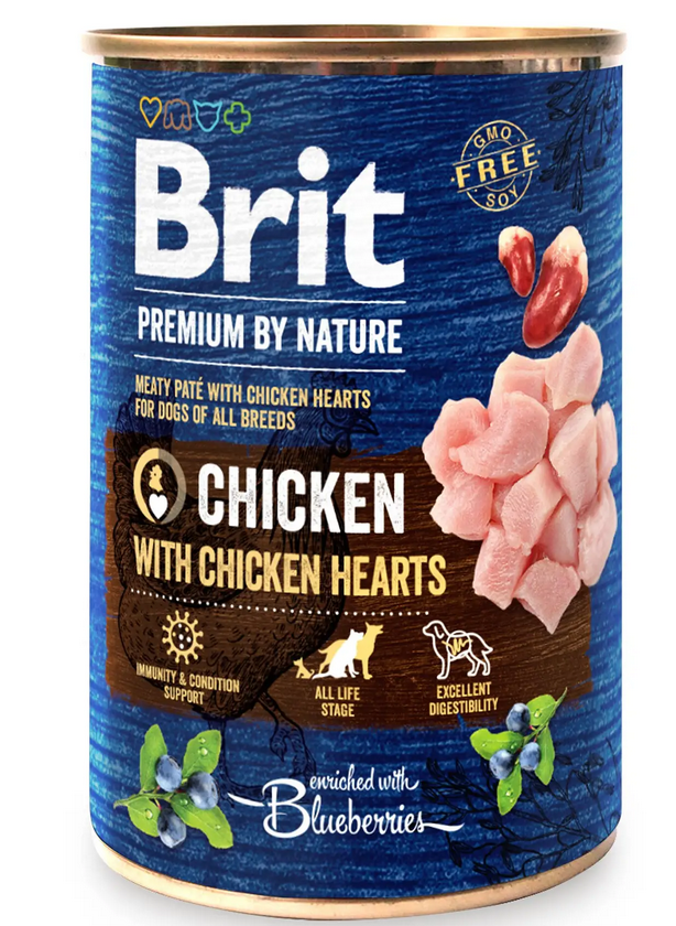 Brit Premium консерва для собак 800 г (м'ясний паштет із куркою та курячими сердечками)