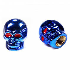 Ковпачки на ніпель для велосипеда, мотоцикла, скутера Alitek Череп Blue, 2 шт.