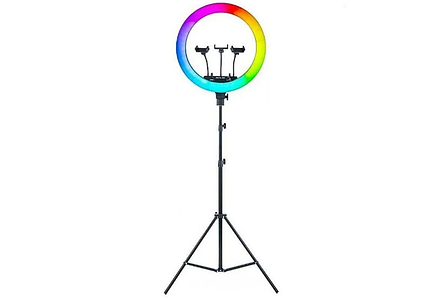 Лед-лампа кільцева для студійного освітлення Ring RGB MJ 36 36см з пультом і штативом для фото і відео, фото 1