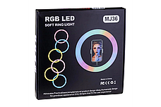 Кільцева лед-лампа для студійного освітлення Ring RGB MJ 36 36см з пультом для фото і відео, фото 4