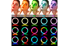 Лед-лампа кільцева для студійного освітлення Ring RGB MJ 36 36см з пультом і штативом для фото і відео, фото 6