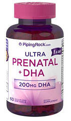 Piping Rock Prenatal Multivitamin with DHA, Вітаміни для вагітних з Омега-3 (60 капс.)