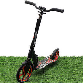 Двоколісний самокат Best Scooter з амортизатором і затискачем керма, колеса 22/20 см, Чорно-помаранчевий (34750)