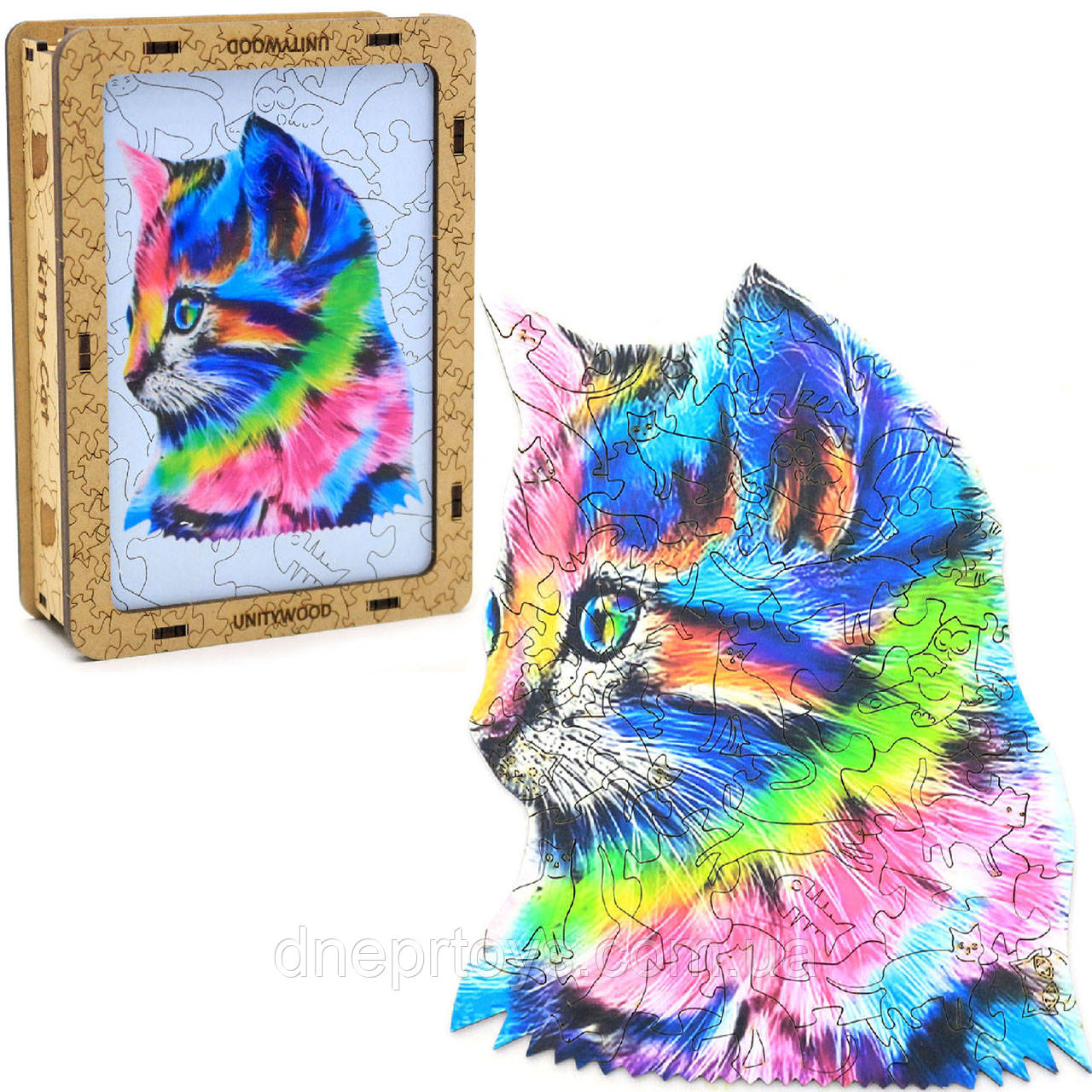 Дерев'яні пазли Unitywood «Кітті Кет», 65 деталей, 23х18 см, фото 1