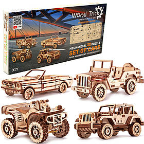 Дерев'яний конструктор Wood Trick міні-3D пазлів набір машинок 338 деталей (4820195190494)