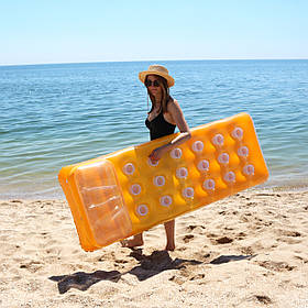 Надувний матрац Стакан Intex Помаранчевий з підголовником 58890