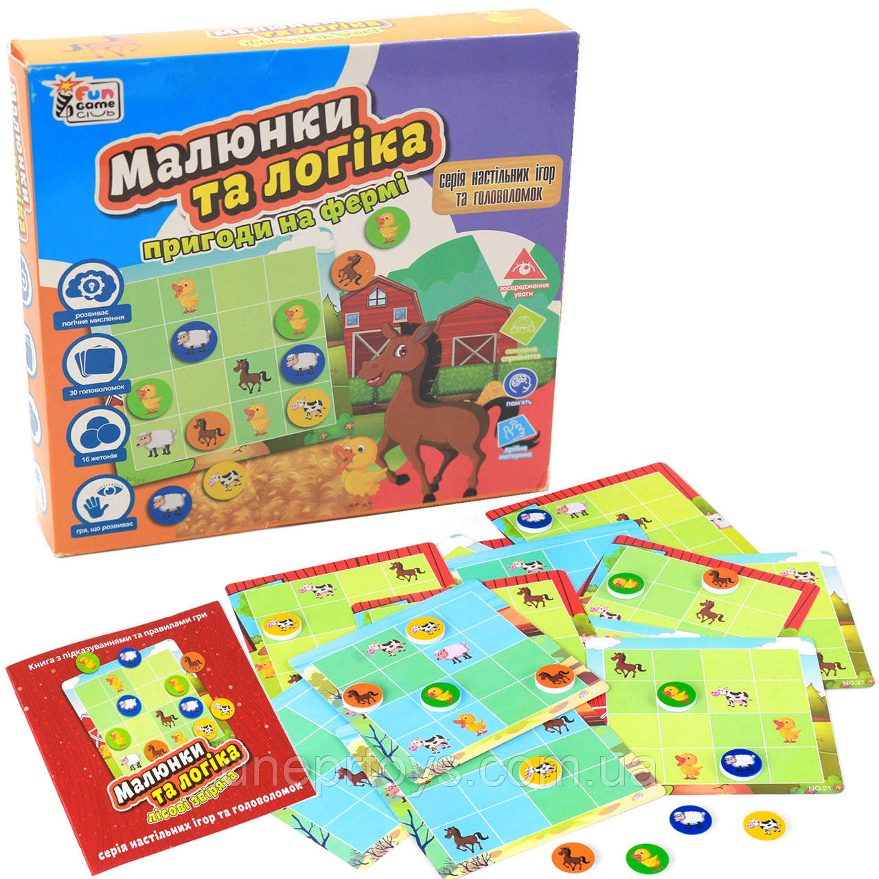 Настільна гра Fun game «Малюнки та логіка: пригоди на фермі» (українська мова), UKB-B0031, фото 1