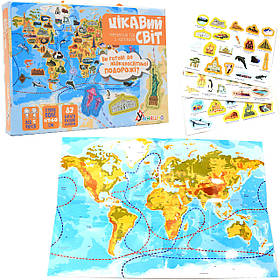 Настільна гра Умняшка навчальна з багаторазовими наклейками «Цікавий світ», від 4 років (КП-006)