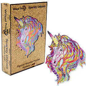 Пазл дерев'яний Wood Trick Блискучий єдиноріг, 176 деталей. Техніка складання 3D-пазл