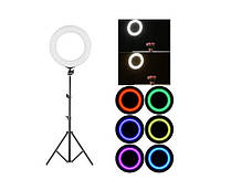 Лед-лампа кільцева для студійного освітлення LED лампа RL-14 Soft Ring з пультом і штативом для фото і відео, фото 2
