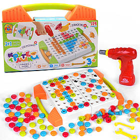 Розвиваюча гра Fun Game Мозаїка «крутелики», 119 деталей, шуруповерт (83336)