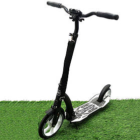 Самокат двоколісний BEST SCOOTER амортизатор, колеса PU, 230 мм, чорно-білий, до 100 кг (75343)