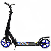 Самокат двоколісний BEST SCOOTER синій, 2 амортизатора, колеса PU - 200 мм (73193), фото 3