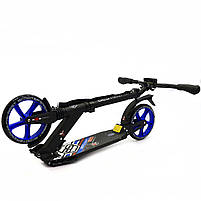 Самокат двоколісний BEST SCOOTER синій, 2 амортизатора, колеса PU - 200 мм (73193), фото 4