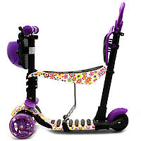 Самокат-беговел Дитячий транспорт 97240 з батьківською ручкою 5в1, фото 3