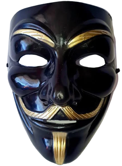 Маска Гай Фокс Чорна ABC Снюсоїд золотий Анонімус