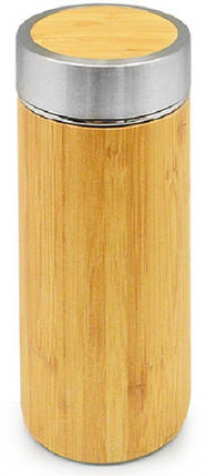 Термос з ситечком Stenson Bamboo MT-3932 400 мл, світле дерево, фото 1
