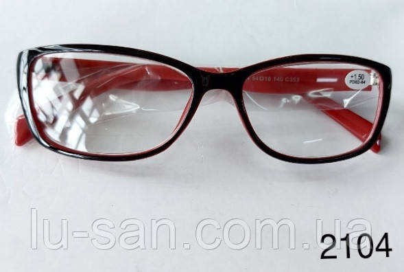 Жіночі окуляри для читання з червоними дужками Модель 2104