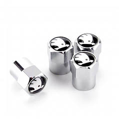 Ковпачки на ніпель для Шкоду Alitek Short Silver Skoda Logo ч/б (4 шт)