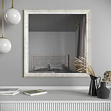 Дзеркало на стіну | 68х68 Біле з коричневою патиною Black Mirror | Для туалетного столика у спальню