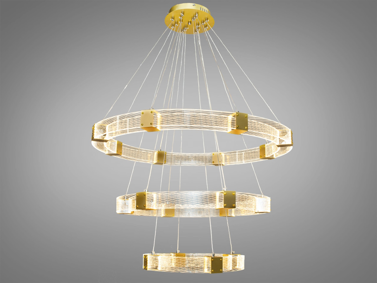 LED люстра підвісна на три кільця Diasha 1022-400+600+800, фото 1