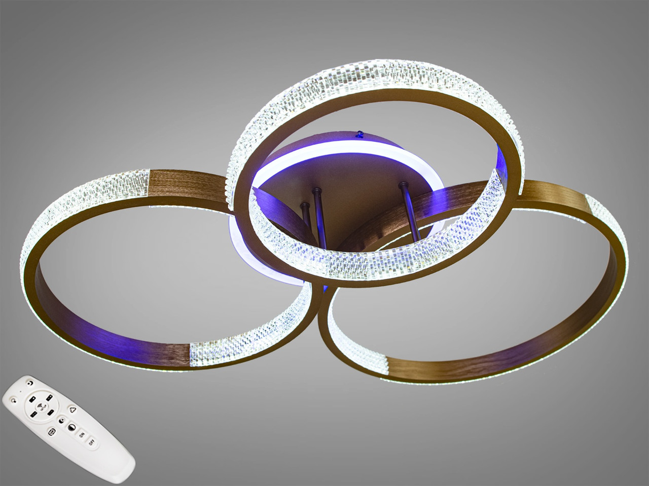 LED люстра стельова з диммерным пультом і підсвічуванням Diasha 1013/3CF LED 3color dimmer, фото 1
