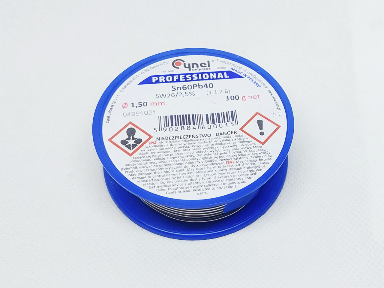 Припій з флюсом для пайки Cynel d-1,5 mm котушка 100g