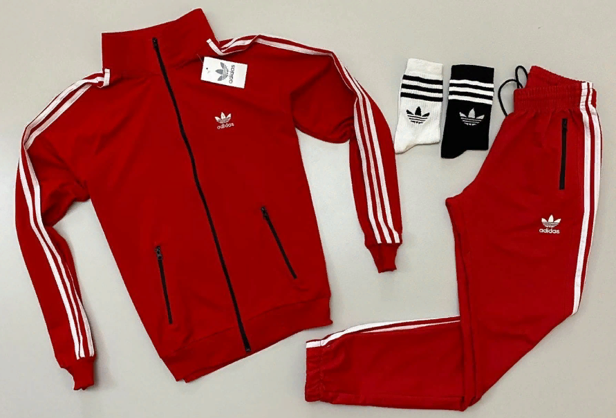 Костюм червоний Адідас спортивний чоловічий Adidas з лампасами кофта ...