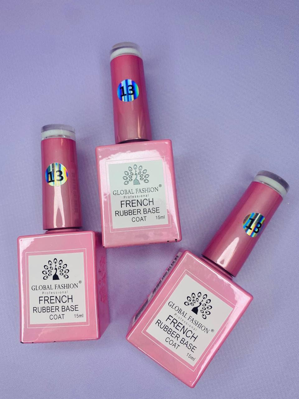 Каучукова база під френч Global Fashion French молочна 15 мл (біла)