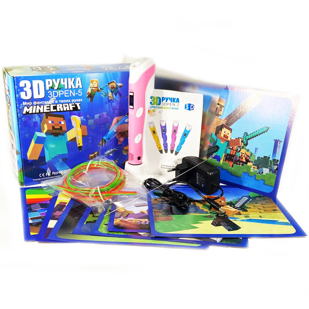 3D-ручка Майнкрафт для дітей з LCD-дисплеєм Minecraft 3D Pen 5 GEN Набір для творчості 3Д