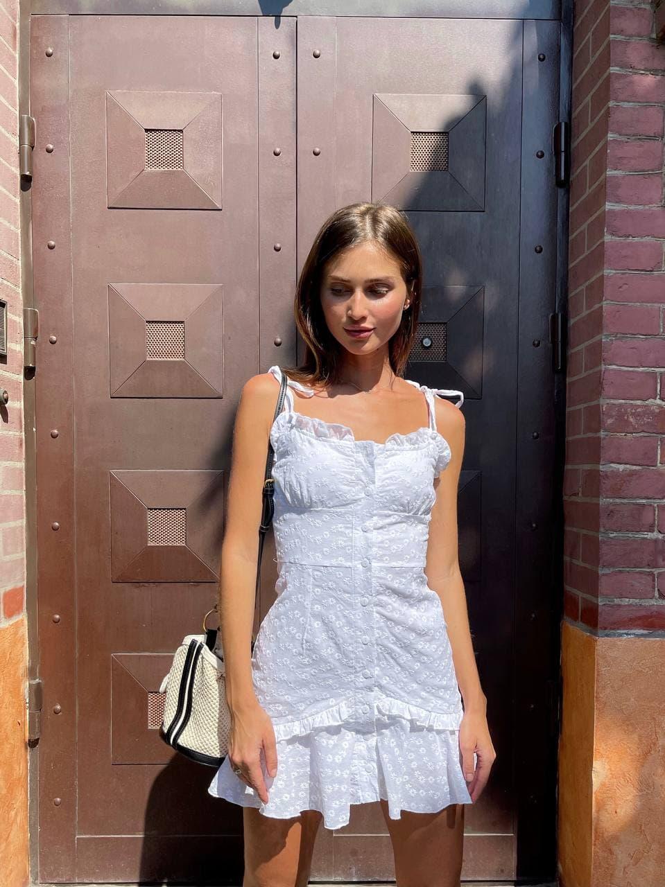 Сарафан міні жіночий літній ніжний із прошви на ґудзиках Smld6311