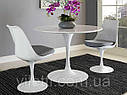 Стілець Albert CH-Base білий кожзам, хромована опора, поворотне з регулюванням висоти сидіння, фото 2