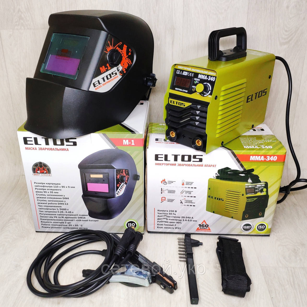 Зварювальний апарат Eltos ММА-340 + маска хамелеон