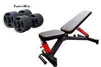 Проф. лава універсальна RN Olimp Black + Олімпійські гантелі по 46 кг металеві