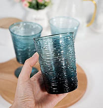 Фактурні стакани з кольорового скла "Сапфір" комплект 4 шт.