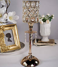 Комплект урочистих свічників з кристалами "Підвіски золото" 53 см, 48 см, 43 див. набір 3 шт.