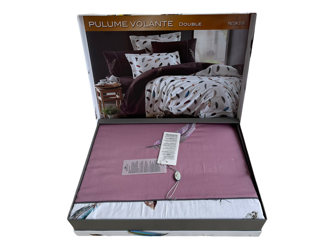 Постільна білизна Maison d'or Pulume Volante Beige Lilac Сатин Люкс