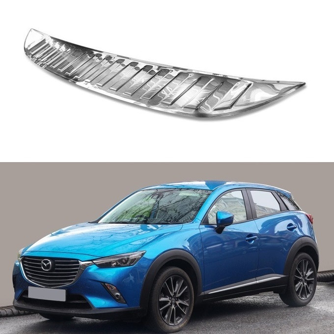 Захисна накладка на задній бампер для Mazda CX-3 2015-2020 /срібляста нерж.сталь/